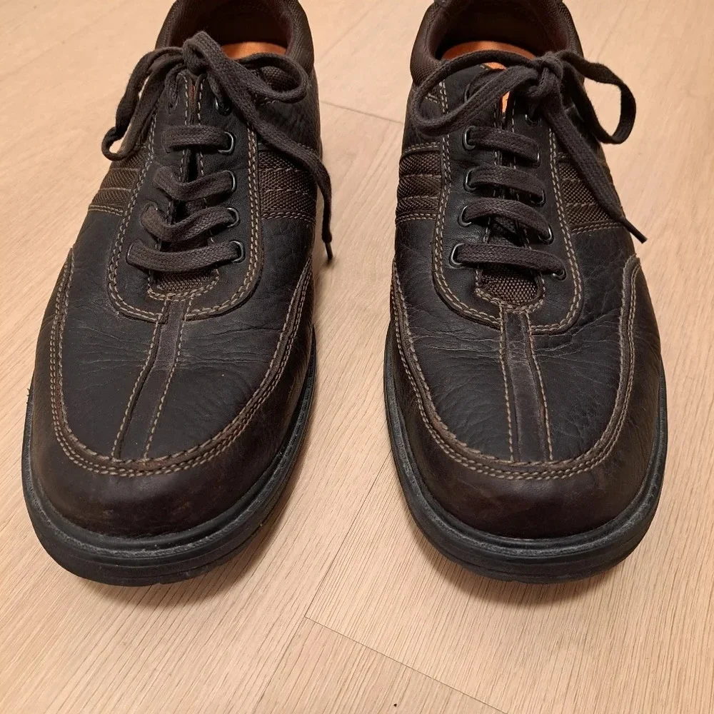 Clarks Men's Sherwin Way Oxford Brown Tumbled Leather Lace Up Shoes Size‎ 12M